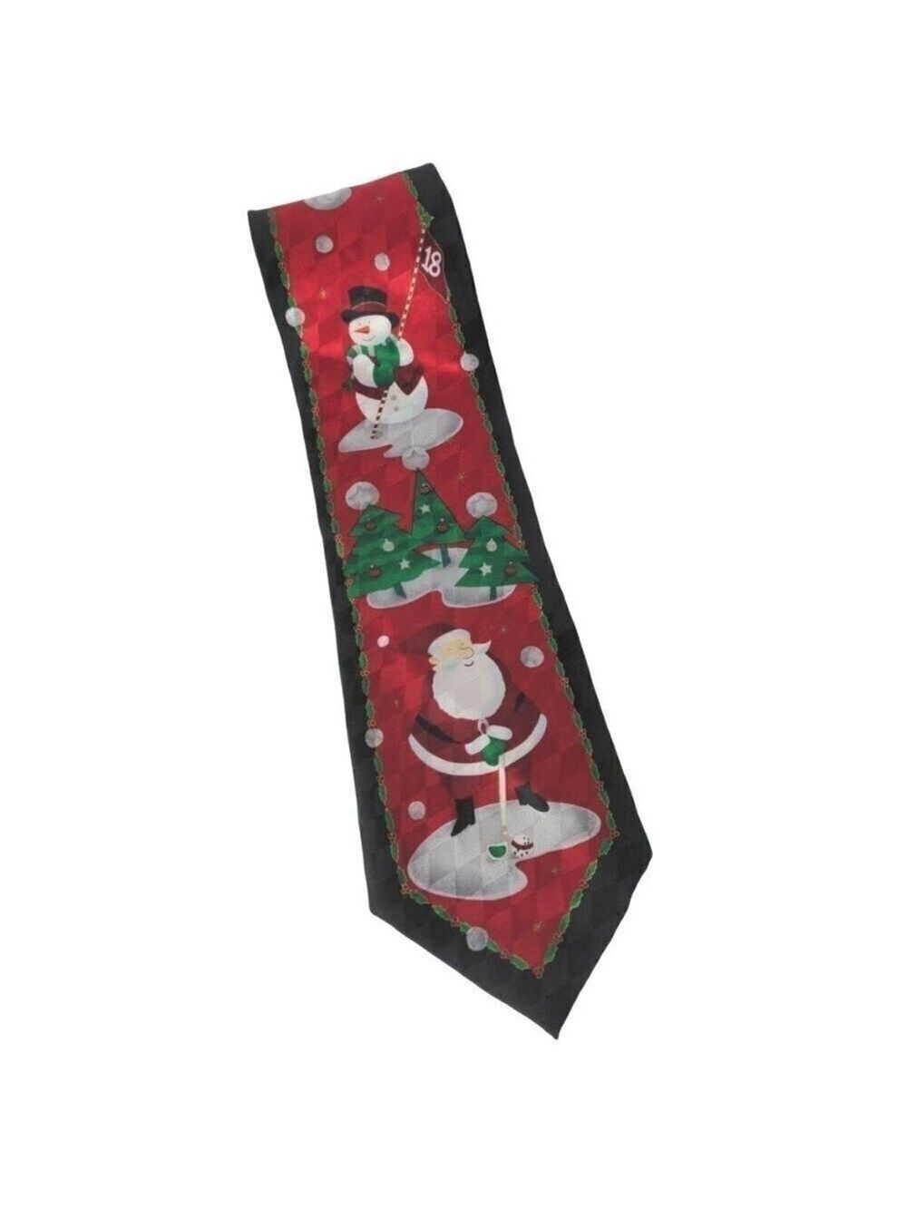 Hallmark Red Silk Golf Santa Christmas Necktie